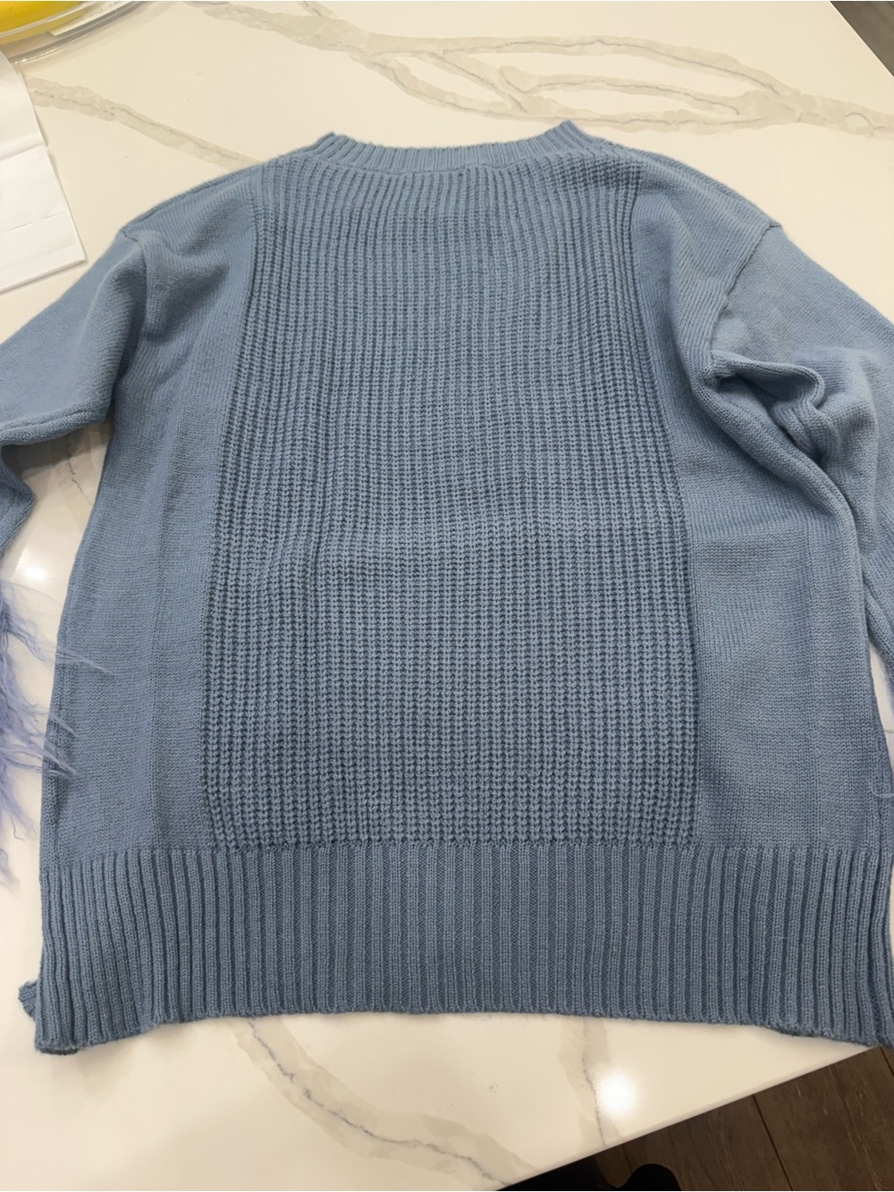 Periwinkle Blue Feather-Trim Crewneck Sweater - Picture 5 of 5